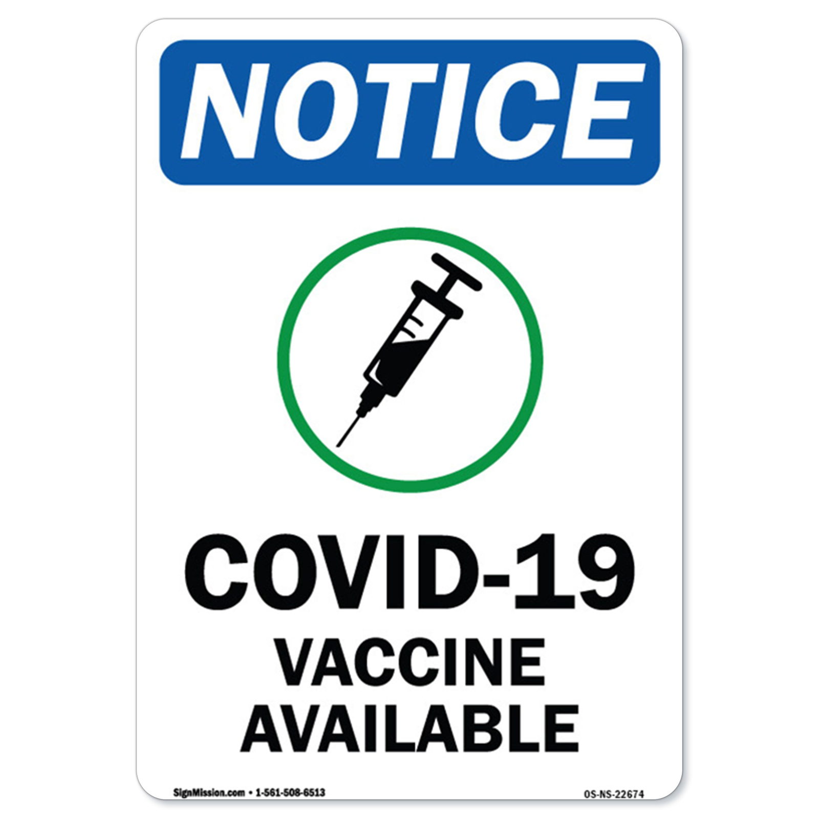 Public Safety Sign – Covid-19 Vaccine Available | Heavy Duty