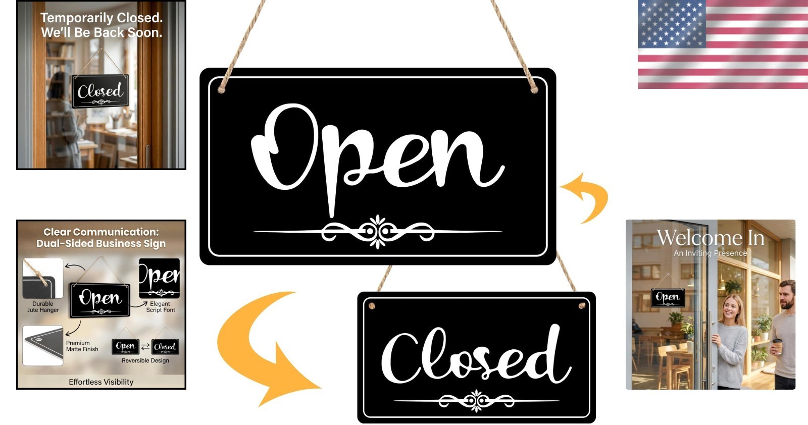 Durable Waterproof Open Closed Sign – Double-Sided Business Hours 11×6.1 Inch