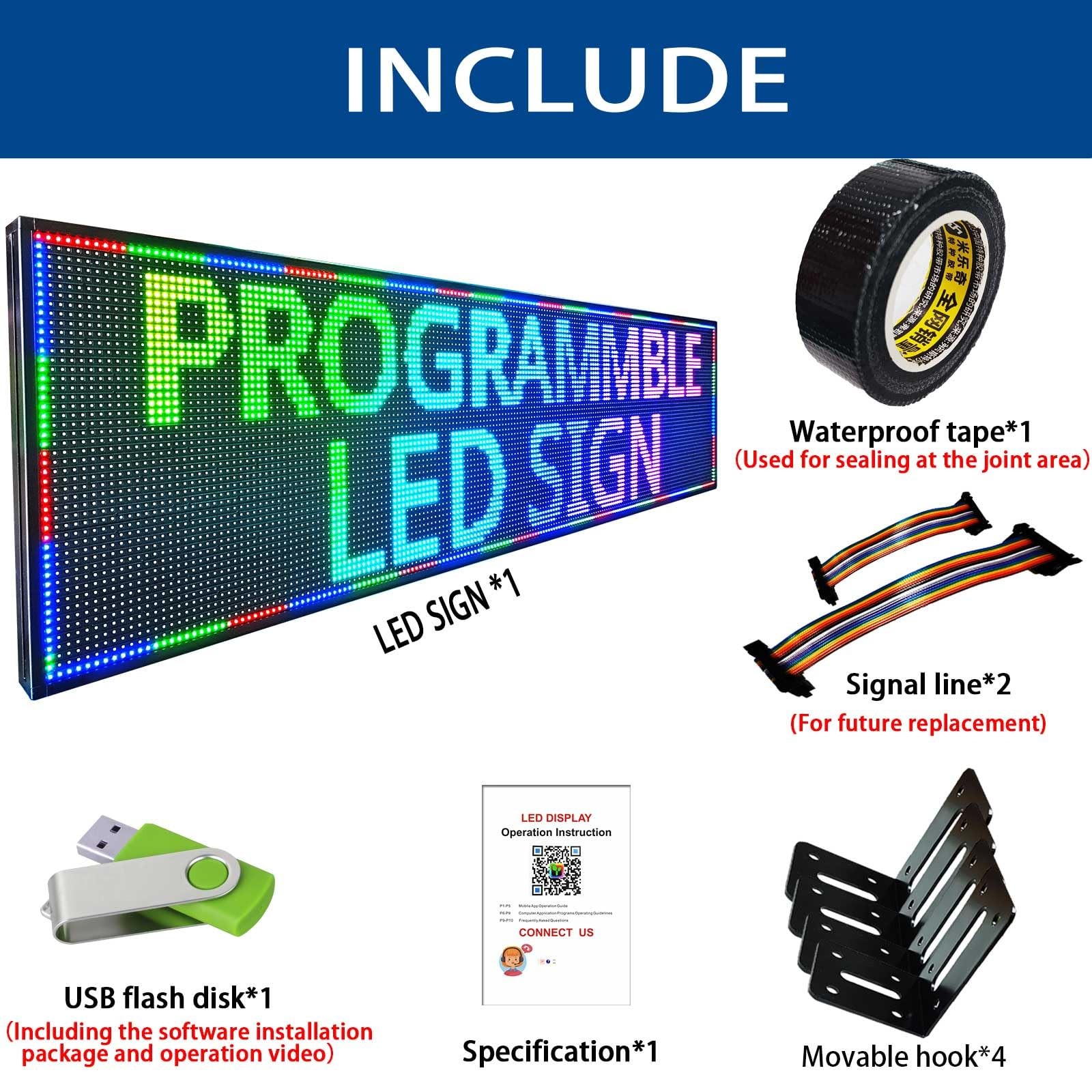 HS Programmable Scrolling Led Sign Digital Signs Outdoor WaterproofP10 77’’x20’’