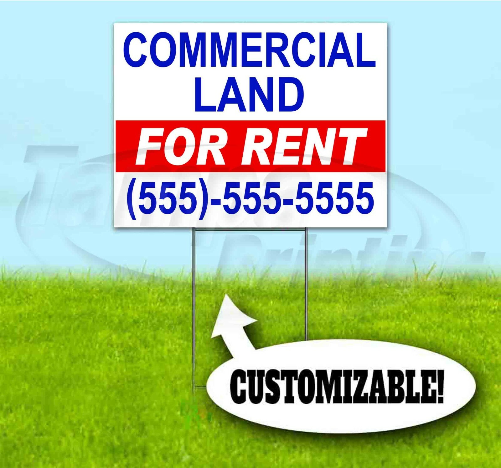 COMMERCIAL LAND FOR RENT CUSTOM 18×24 Yard Sign WITH STAKE Bandit USA REALTY