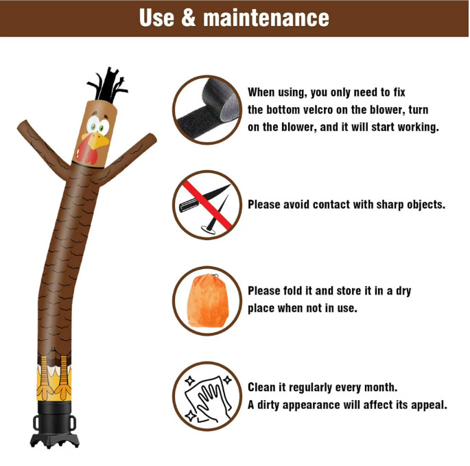 10 Foot Thanksgiving Inflatable Waving Tube Man (Blower Not Included). Holidays