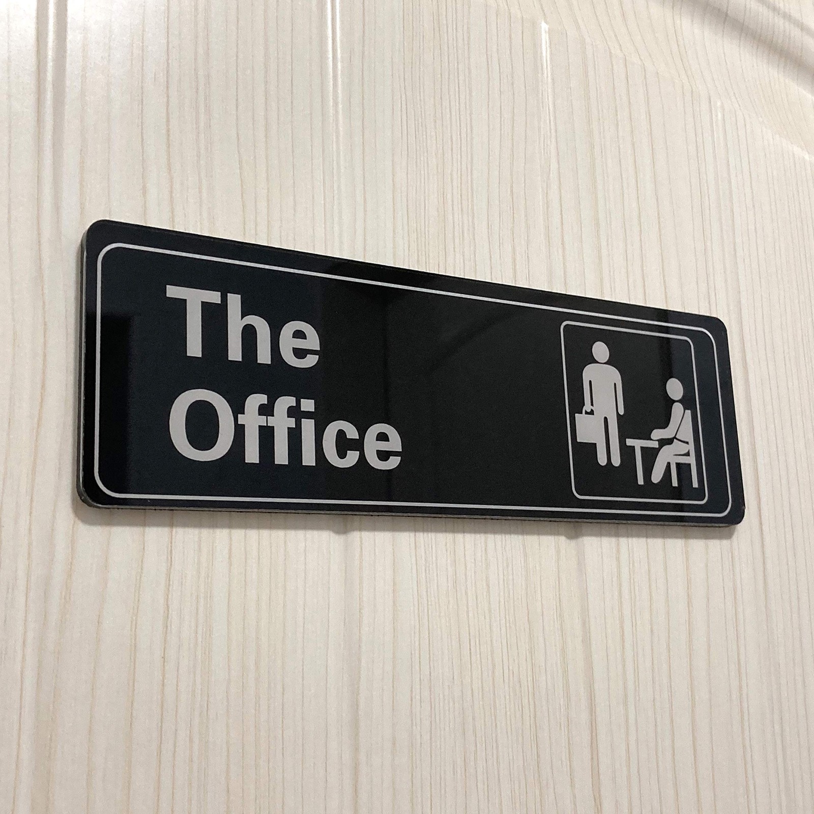 The Office Sign Self-Adhesive Acrylic Sign for Door or Wall 9 X 3 Inch Name Plat