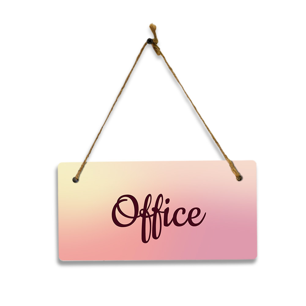 Office 5×10 Hanging Plus Wall or Door Sign | Rustic Twine