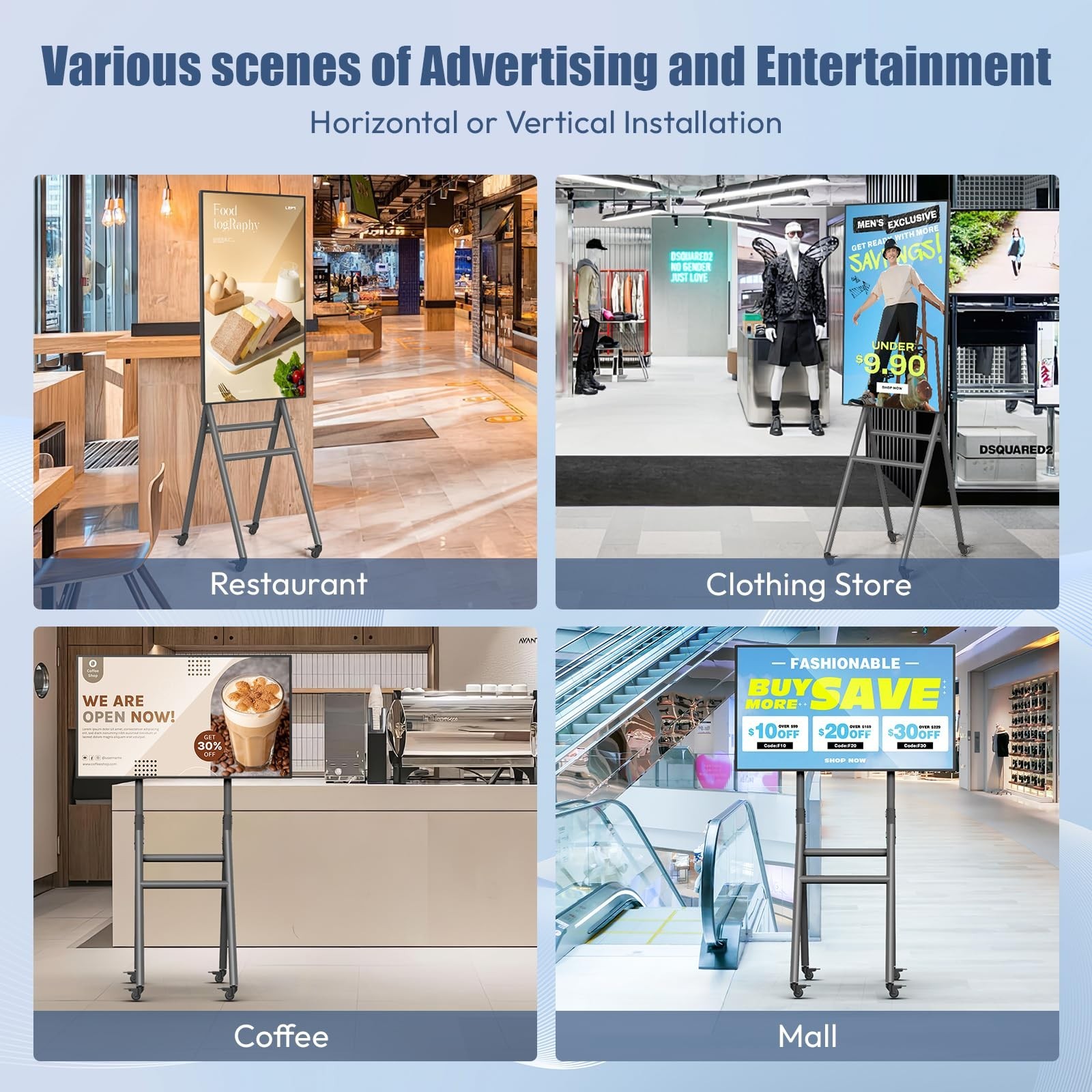 43 Inch Mobile Digital Signage Display Kiosk with Flight Case Portable Digital