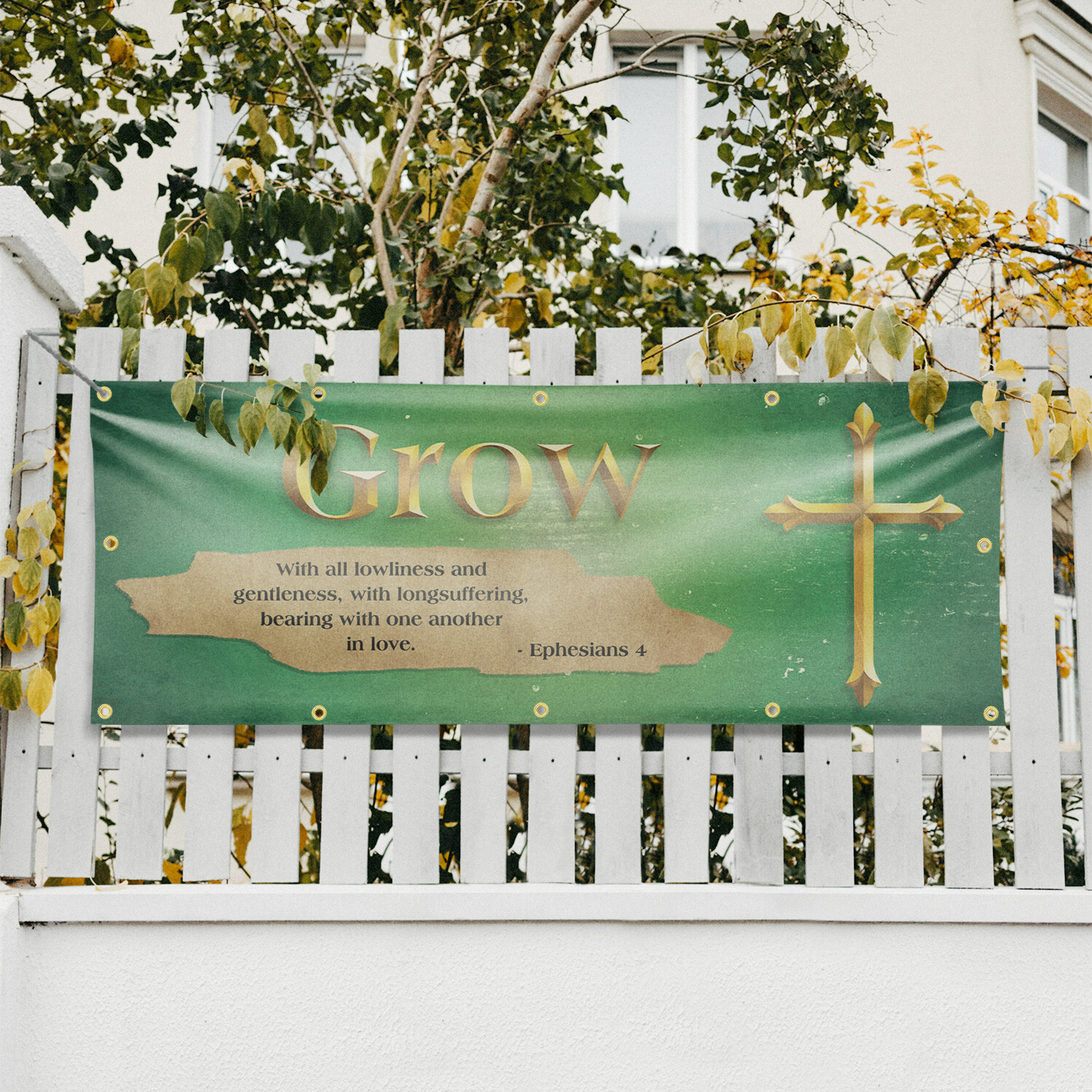 Jesus Grow 13 oz Vinyl Banner Sign with Metal Grommets Heavy-Duty Single-Sided