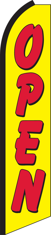 SWOOPER FEATHER FLUTTER FLAG OPEN SIGN ADVERTISING YELLOW RED HALF SLEEVE SUPER