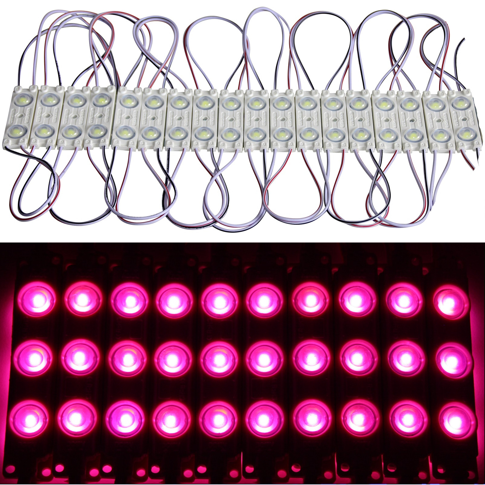 20X LED 2X Chain Module Pink 12V Waterproof Werbetechnik Ad Lighting IP65