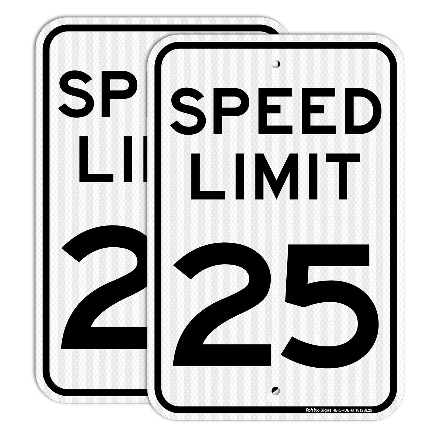 (2 pack) Speed Limit 25 MPH Sign, Slow Down Sign, Traffic Sign,18 x 12 Inches En
