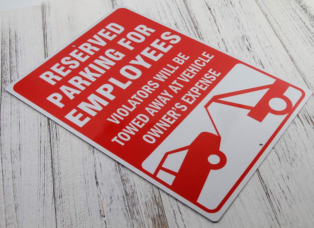 14×10 inch Reserved Parking for Employees Sign 40 Mil Aluminum Reflective