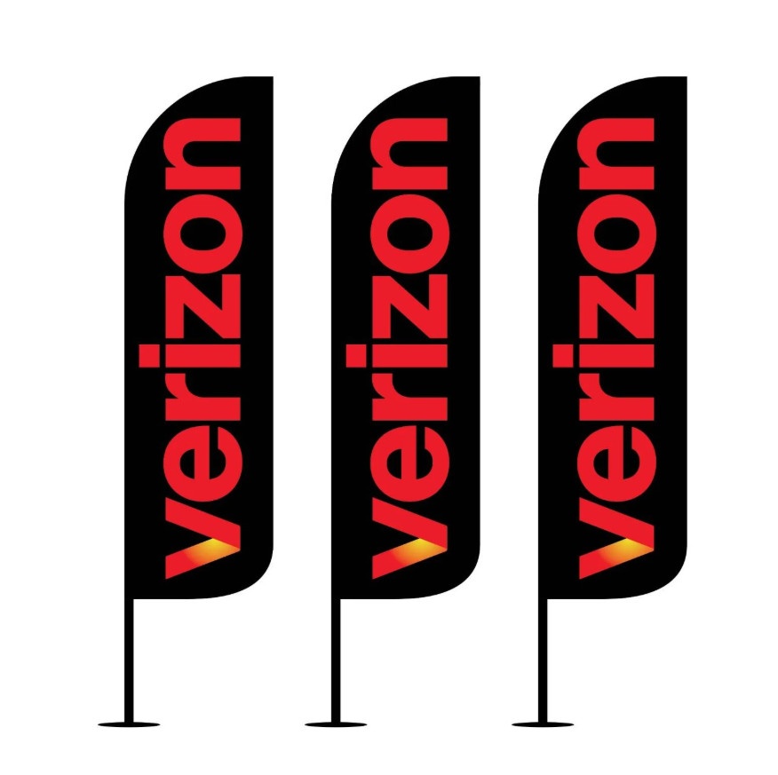 12ft Verizon Advertising Feather Flags – Pack of 3 (Without Hardware)