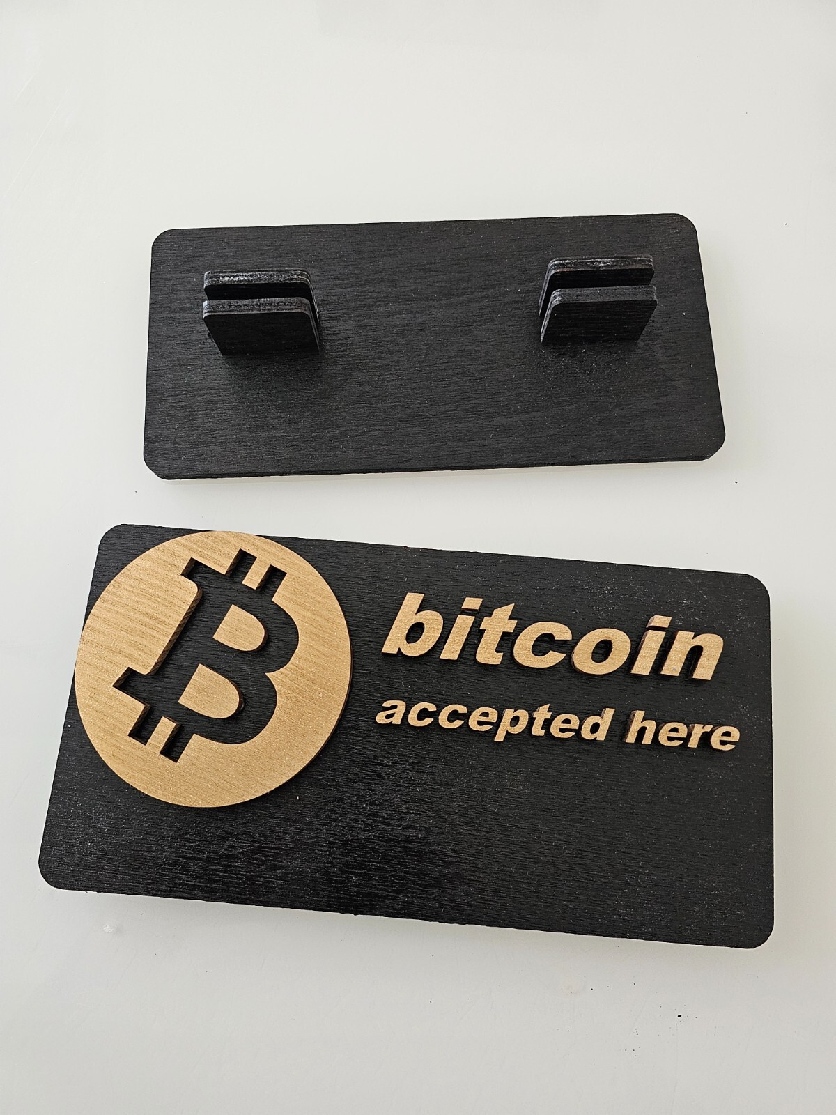 BTC Accepted Here Sign – 3D Premium Wooden Crypto Business Display