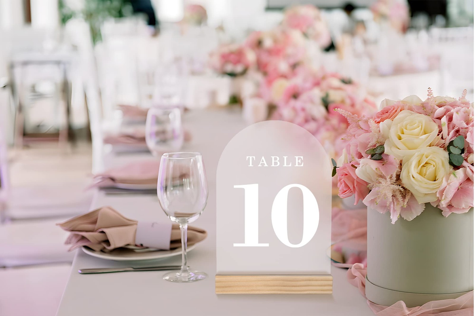 Wedding Table Numbers 1-15 Acrylic Arch Signs with Natural Wood Stands Holder…