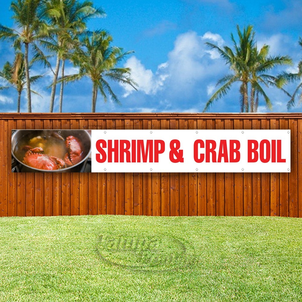 SHRIMP & CRAB BOIL Advertising Seafood Vinyl Banner Flag Sign USA XL02267