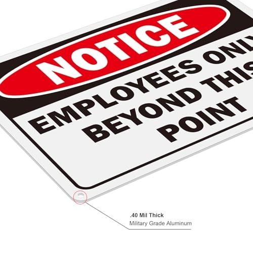 4 Pack Employees Only Signs – 10×7 Aluminum Notice, No Customers Allowed, Easy M