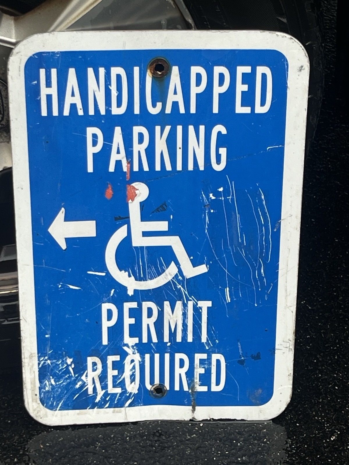 Handicapped Parking Permit Required 12&Prime;x18” Steel Street Sign Left Arrow