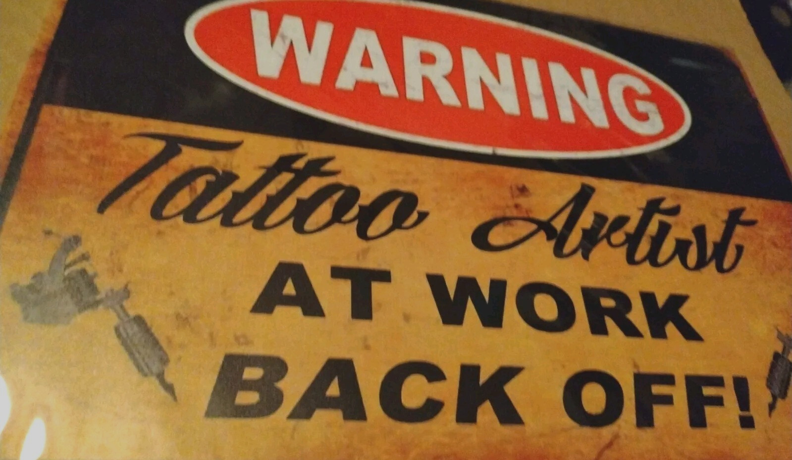 WARNING Tattoo Artist Tin Metal sign Gas Station Man Cave 8&Prime; X 12&Prime; NEW
