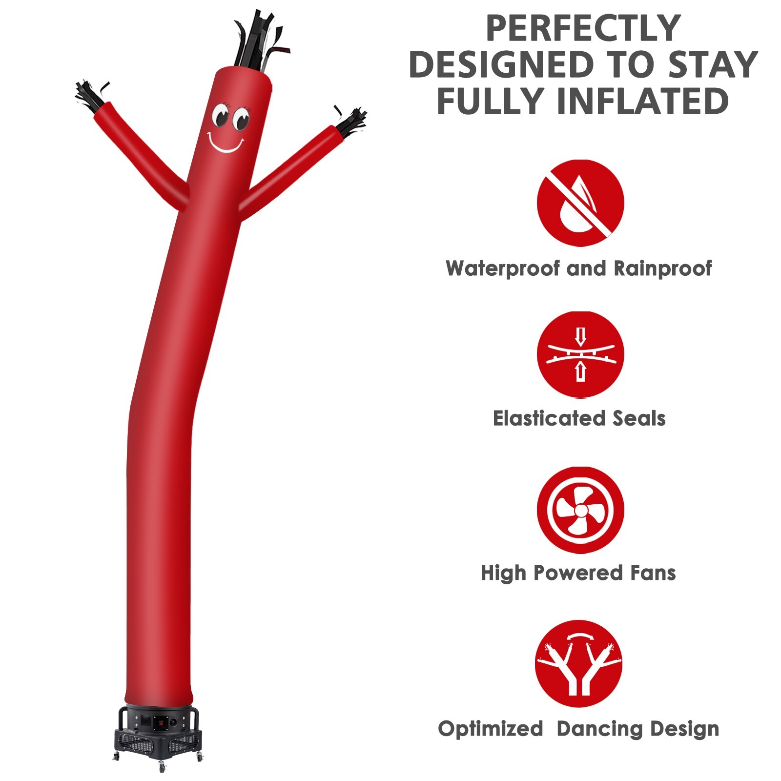 MOUNTO 20ft Red Inflatable Fly Dancer Dancing Sky Puppet with Blower