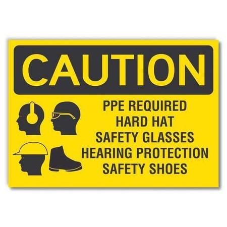Lyle Lcu3-0188-Rd_10X7 Caution Sign, Self-Adhesive Vinyl, 7 In. H,