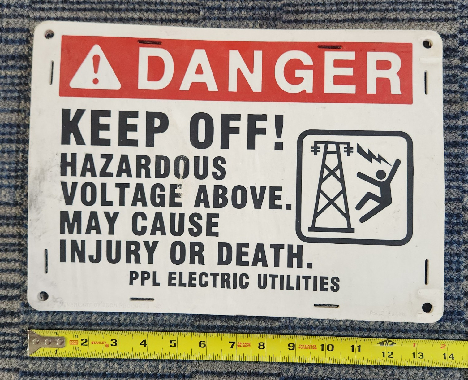 « Danger Hazardous Voltage » Sign 10&Prime; x 14&Prime; Thick (1/4&Prime;) Sturdy Vinyl PPL ELECTRIC