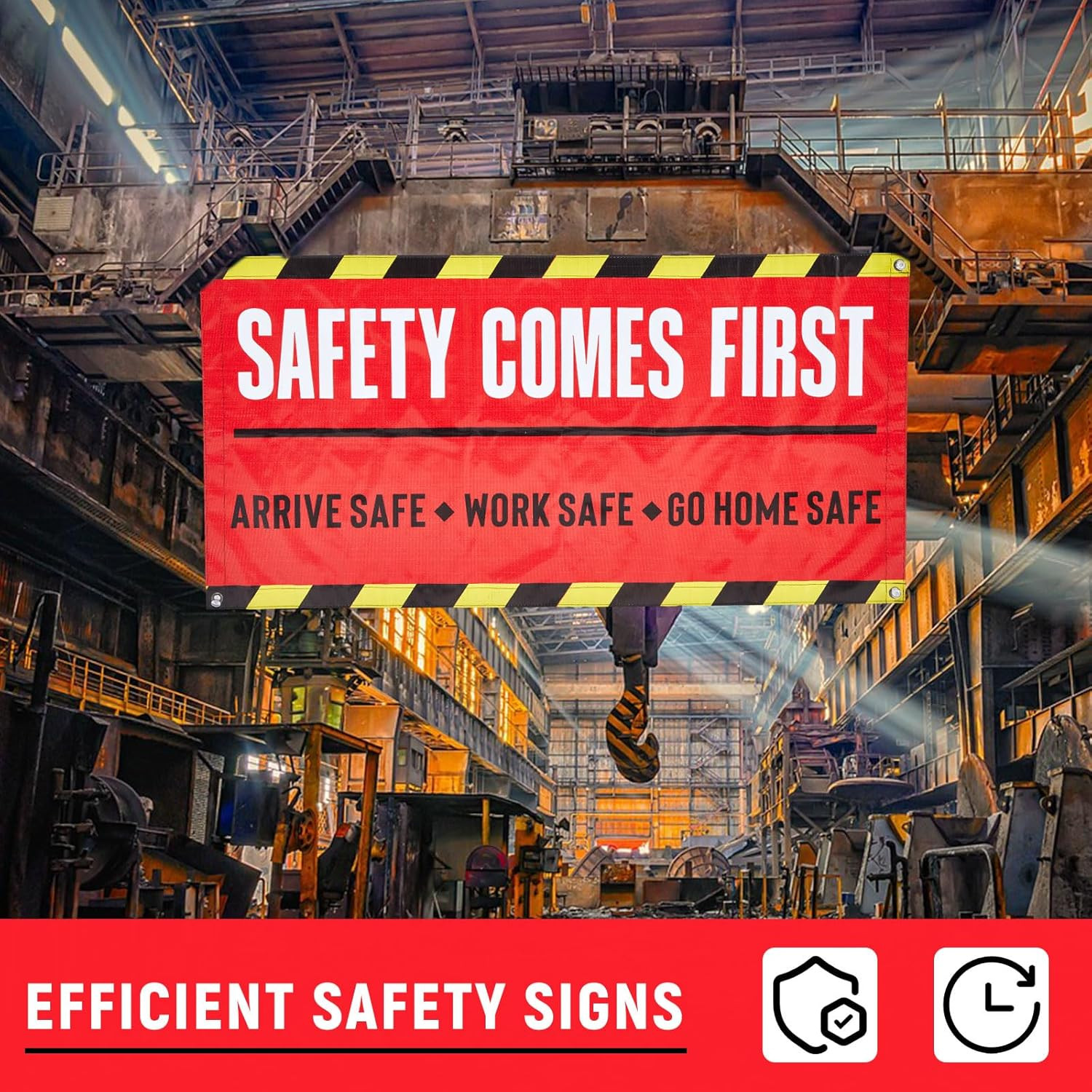 1Pcs Safety First Banner Sign Construction Site Banner Business Vinyl with Gromm