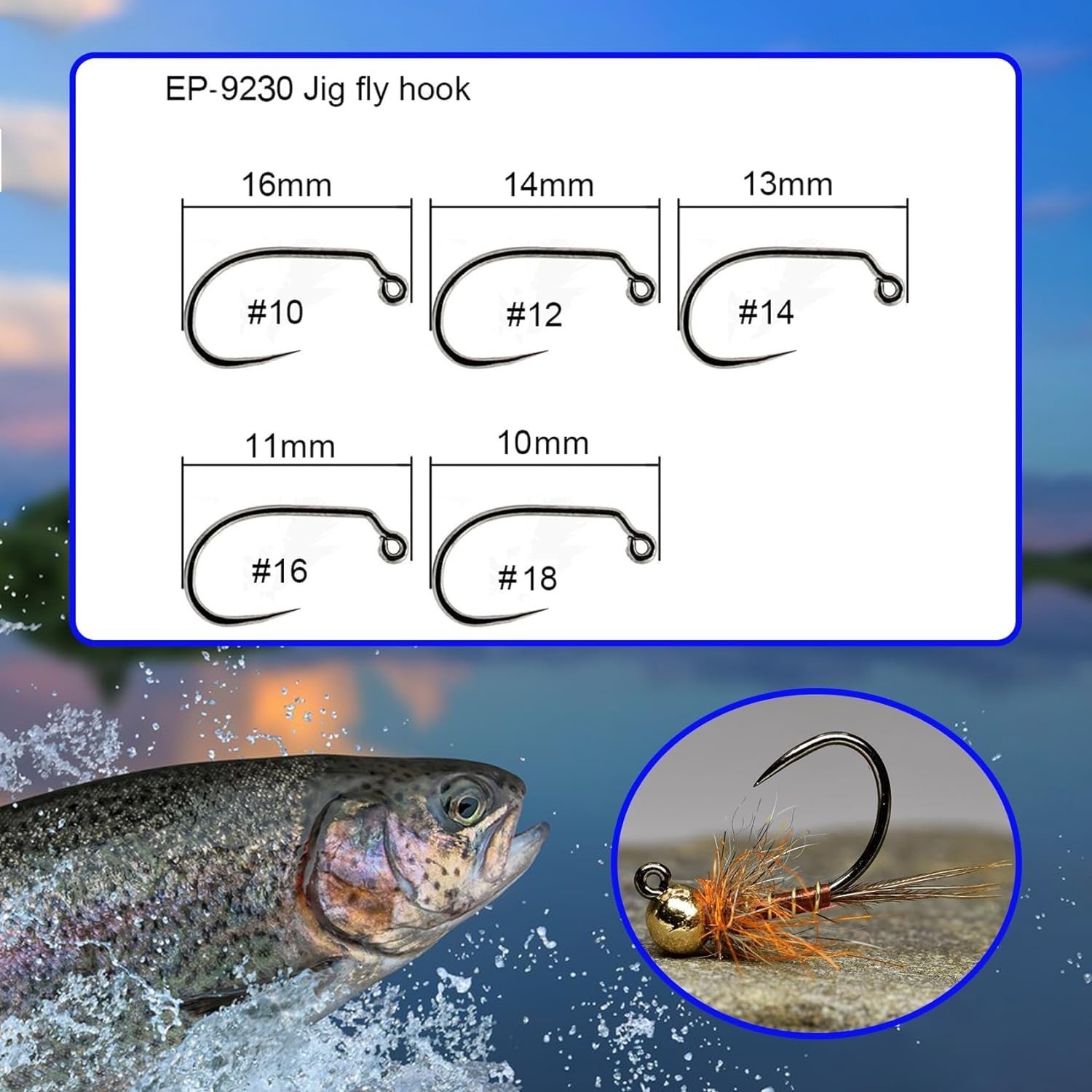 Eupheng 100pcs Barbless Fly Fishing Hooks Catch & Release Dry Nymph Shrimp Pu…