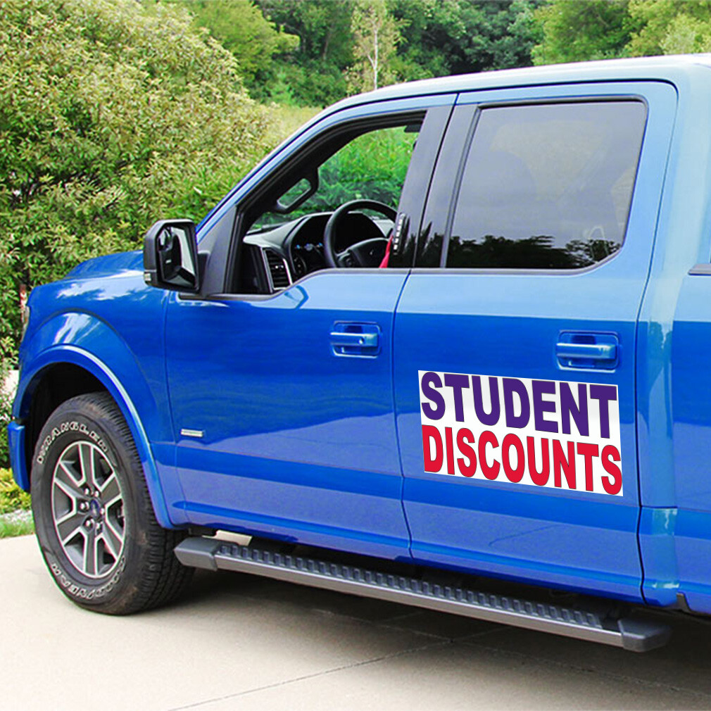 Car Magnet Set of 2 Student Discounts Blue Red Car Advertising Industrial Sign