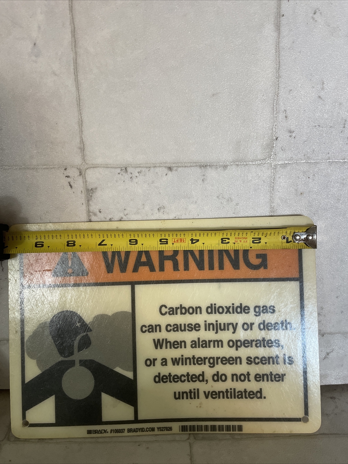 Carbon Dioxide Warning Sign, 10 Inches Long 7 Inches Wide Plastic Signage