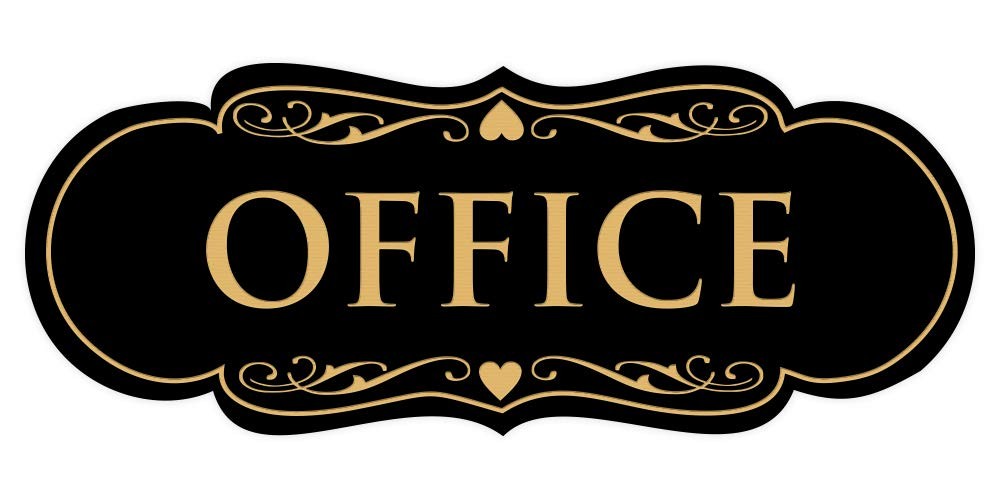 Designer Office Sign | Easy Installation – Black/Gold – Medium (1 Pack)