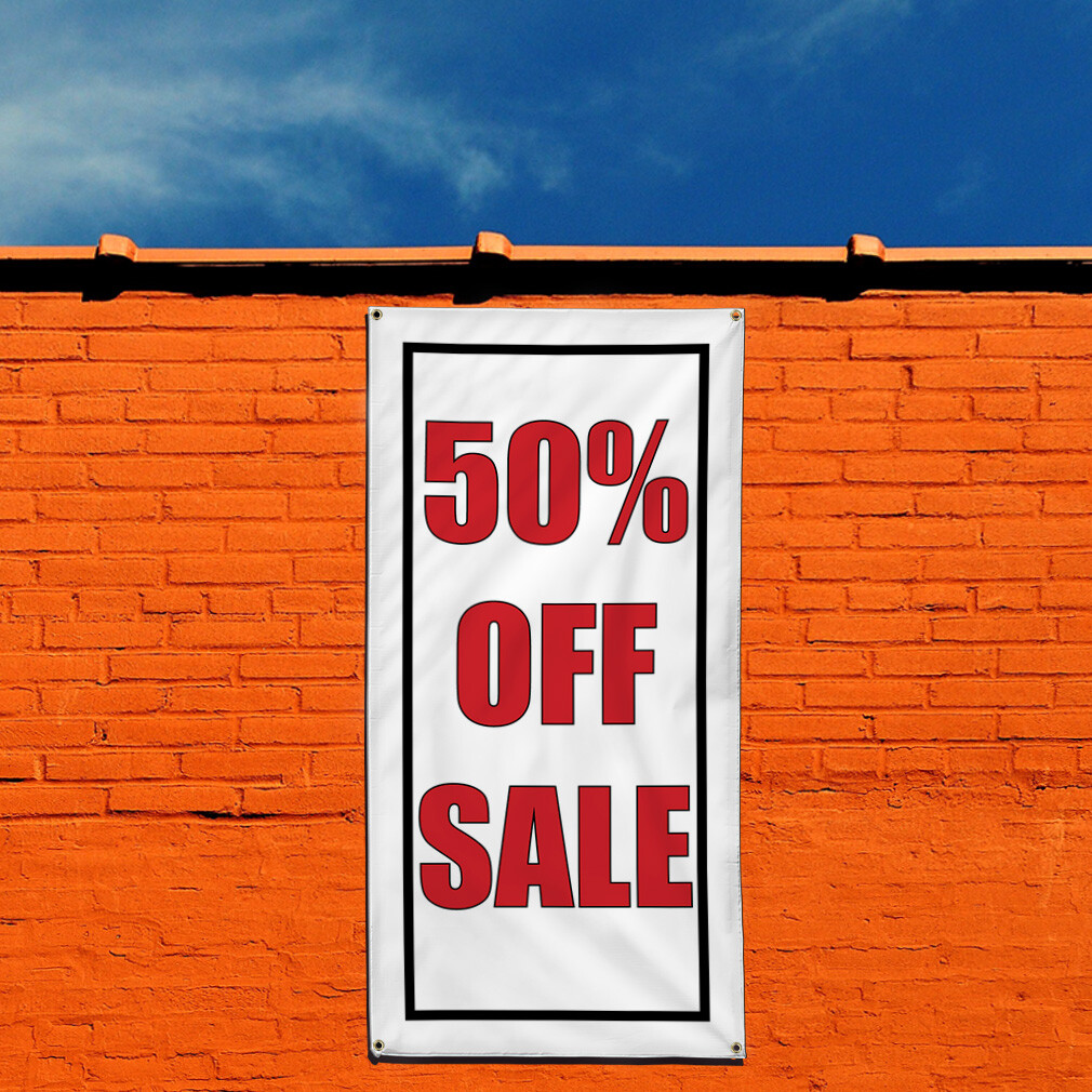Vertical Vinyl Banner Multiple Sizes 50% Discount Deal Promotion Business