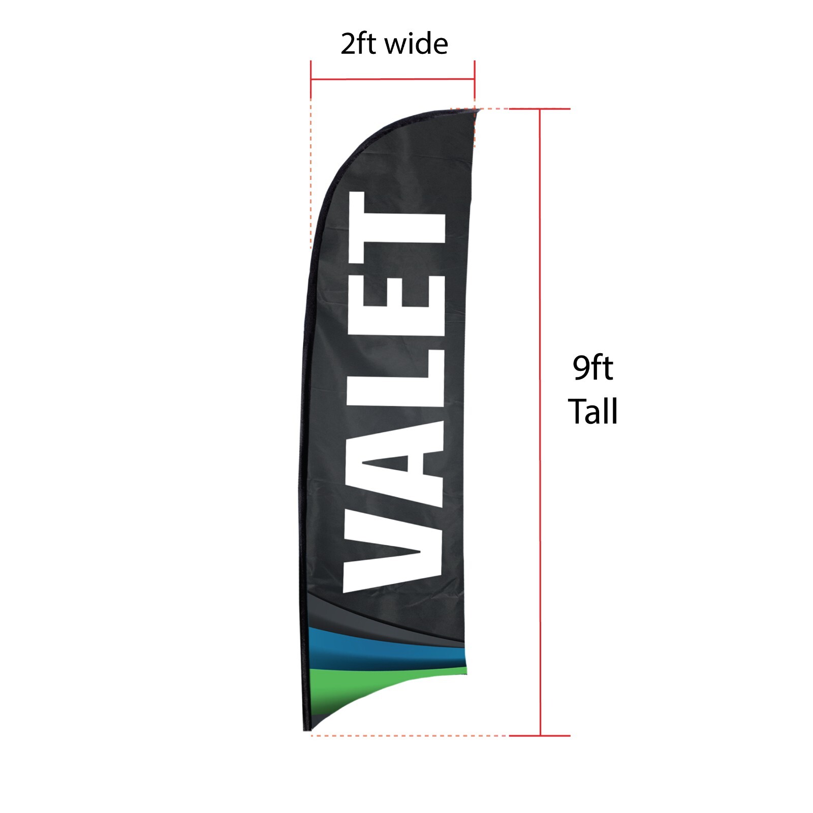 12-Foot Valet Feather Flag Kit – Single-Sided, Full-Color Print
