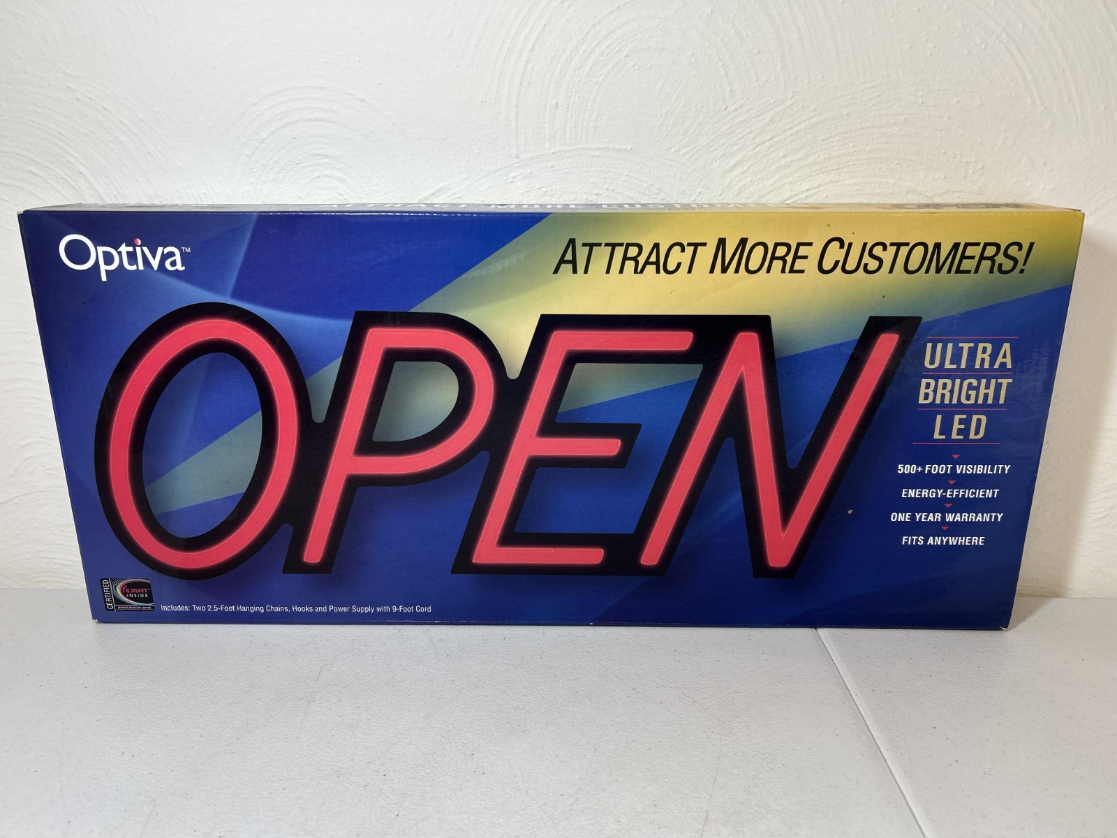 Optiva OPEN Sign 19.5&Prime; Ultra Bright LED Hanging Business Sign S-SGN-06003-00