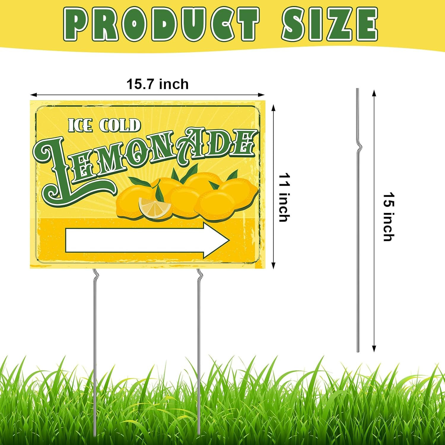 3 Sets 12&Prime; X 16&Prime; Summer Lemonade Yard Sign and Stake Double Sided Corrugated Pla