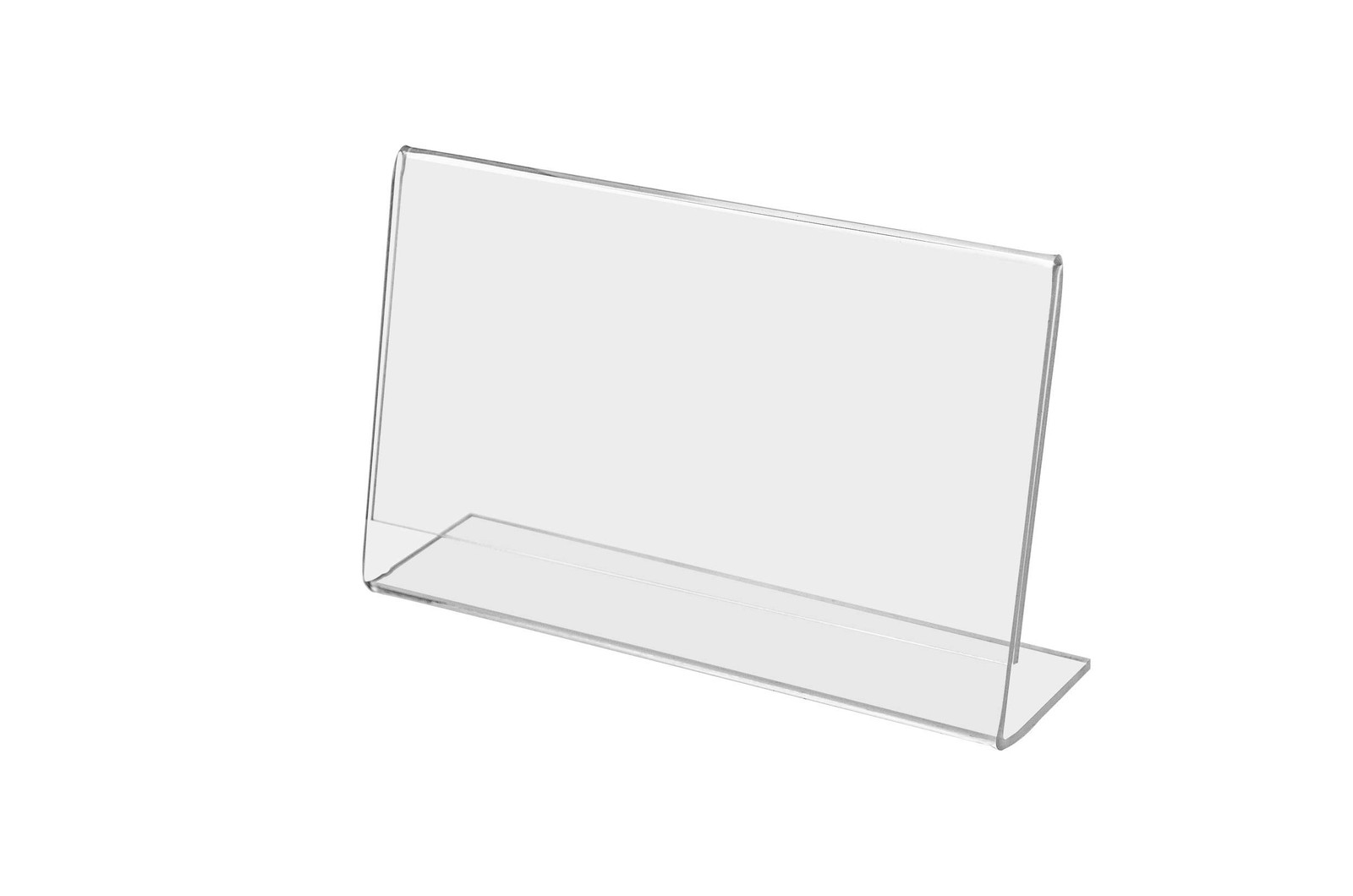 2 Pack Sign Holder 5&Prime; x 3&Prime; Slanted Desk Plastic 5&Prime;w x 3&Prime;h Side Load, Clear