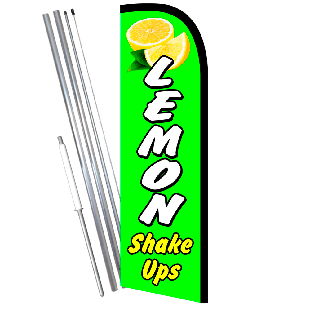 Lemon Shake Ups Premium Windless Feather Flag Bundle (Complete Kit) OR Optional