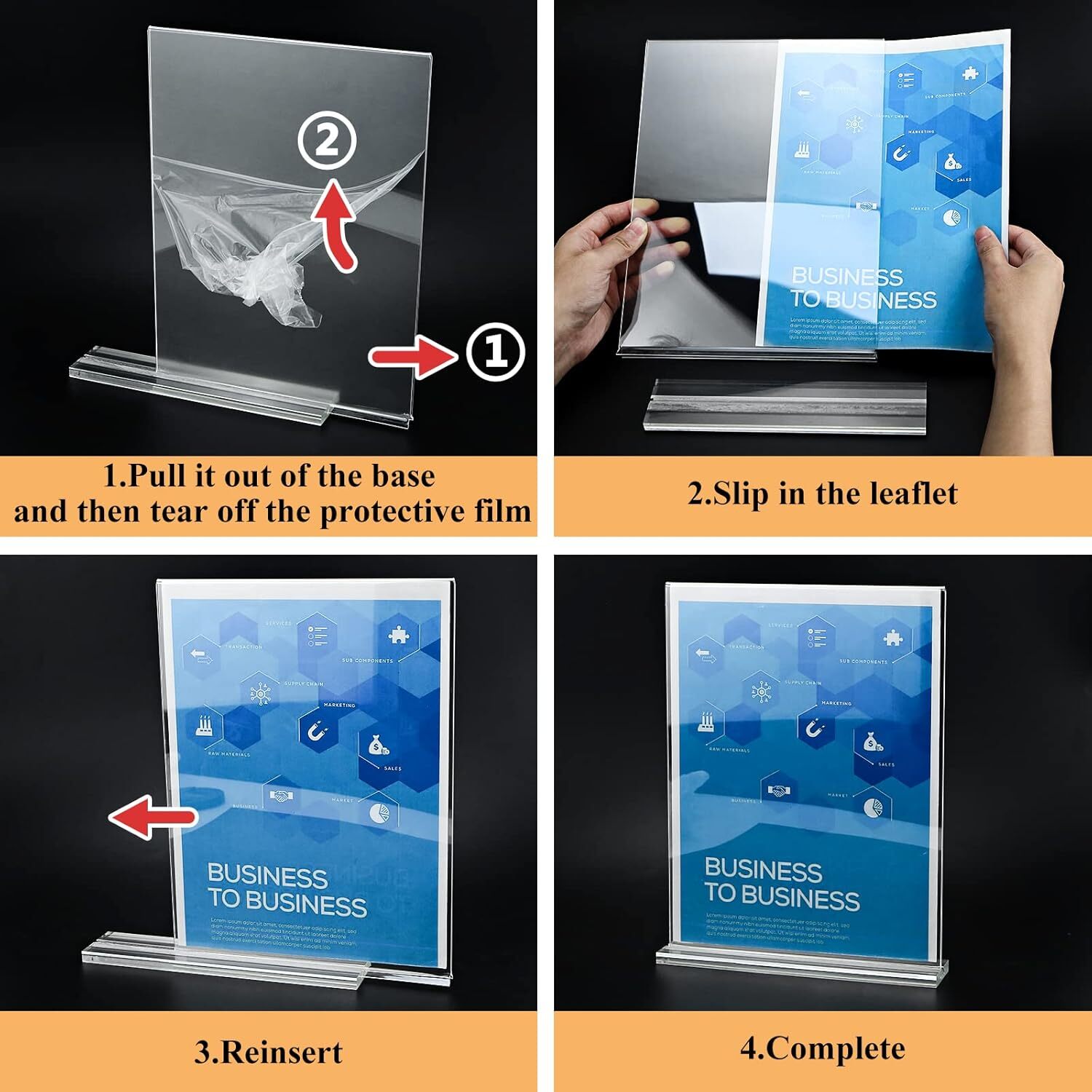 Arrobust 8.5 x 11 Acrylic Sign Holder Clear Vertical 6 Pack 8.5×11 »,