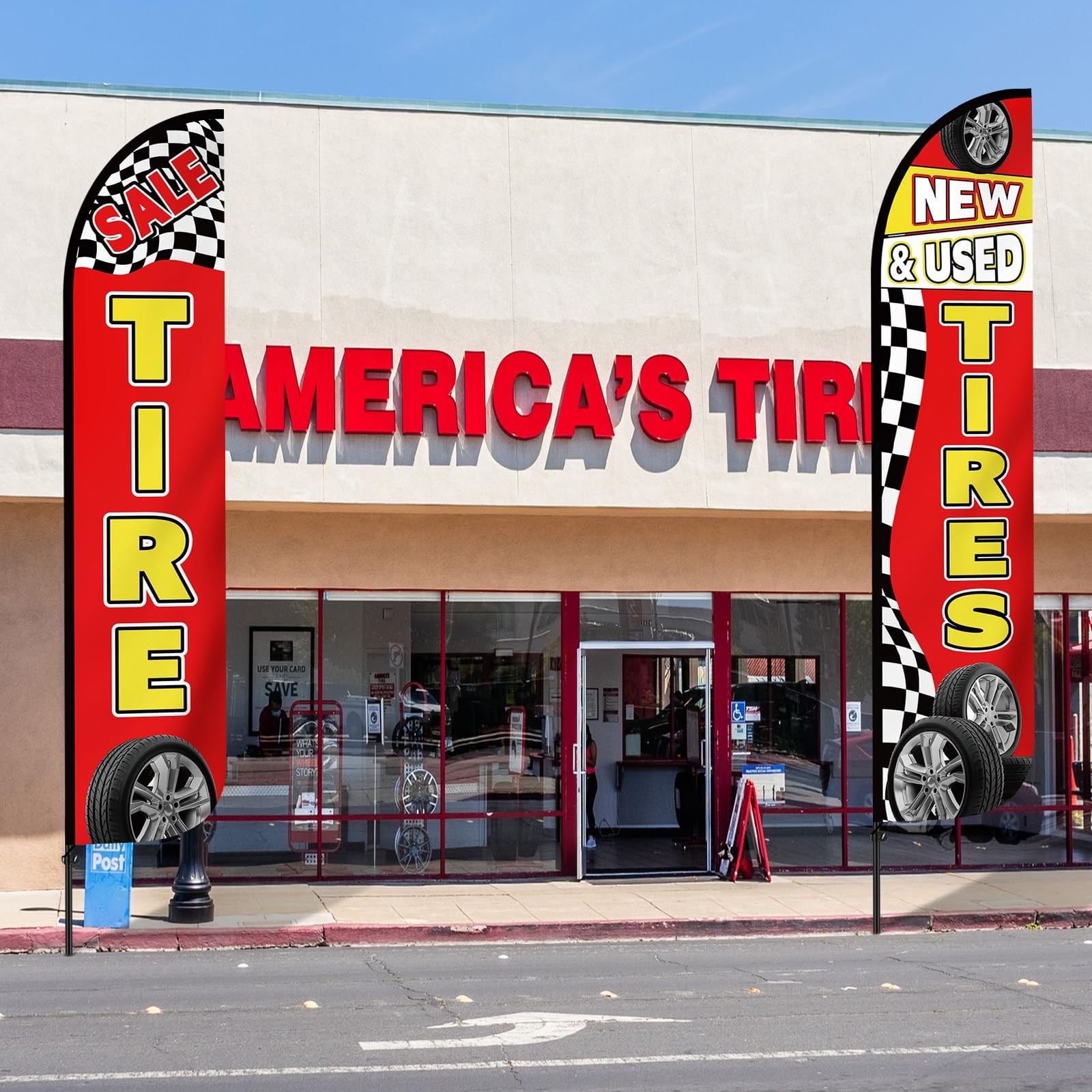HunnmingRe 2 Pack 12 Feet Tire Sale King Flags New and Use Tires Shop Feather…