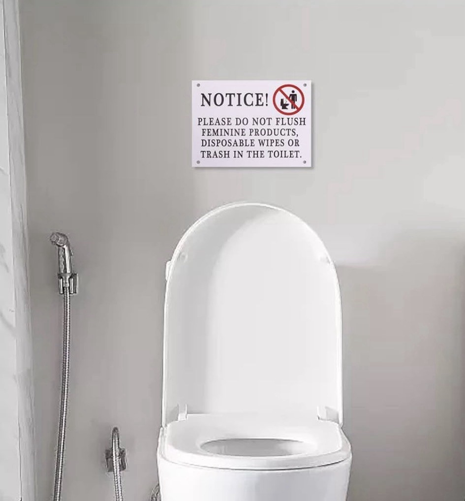 “Please Do Not Flush…” The Following Sanitary OSHA Notice Sign 7 x 5 inches- New
