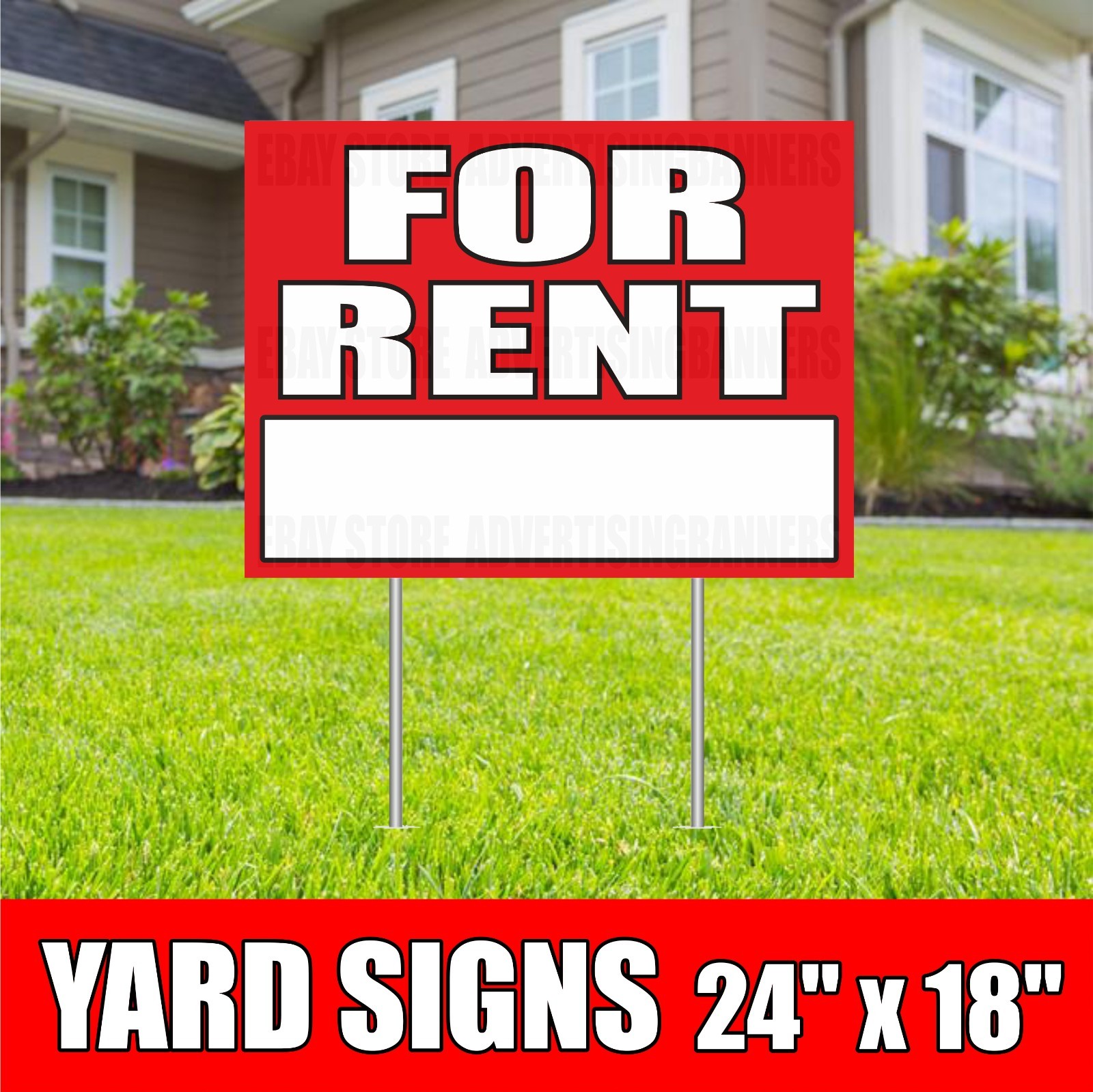 FOR RENT Yard Sign with H-Stakes for lease rental space custom phone realtor