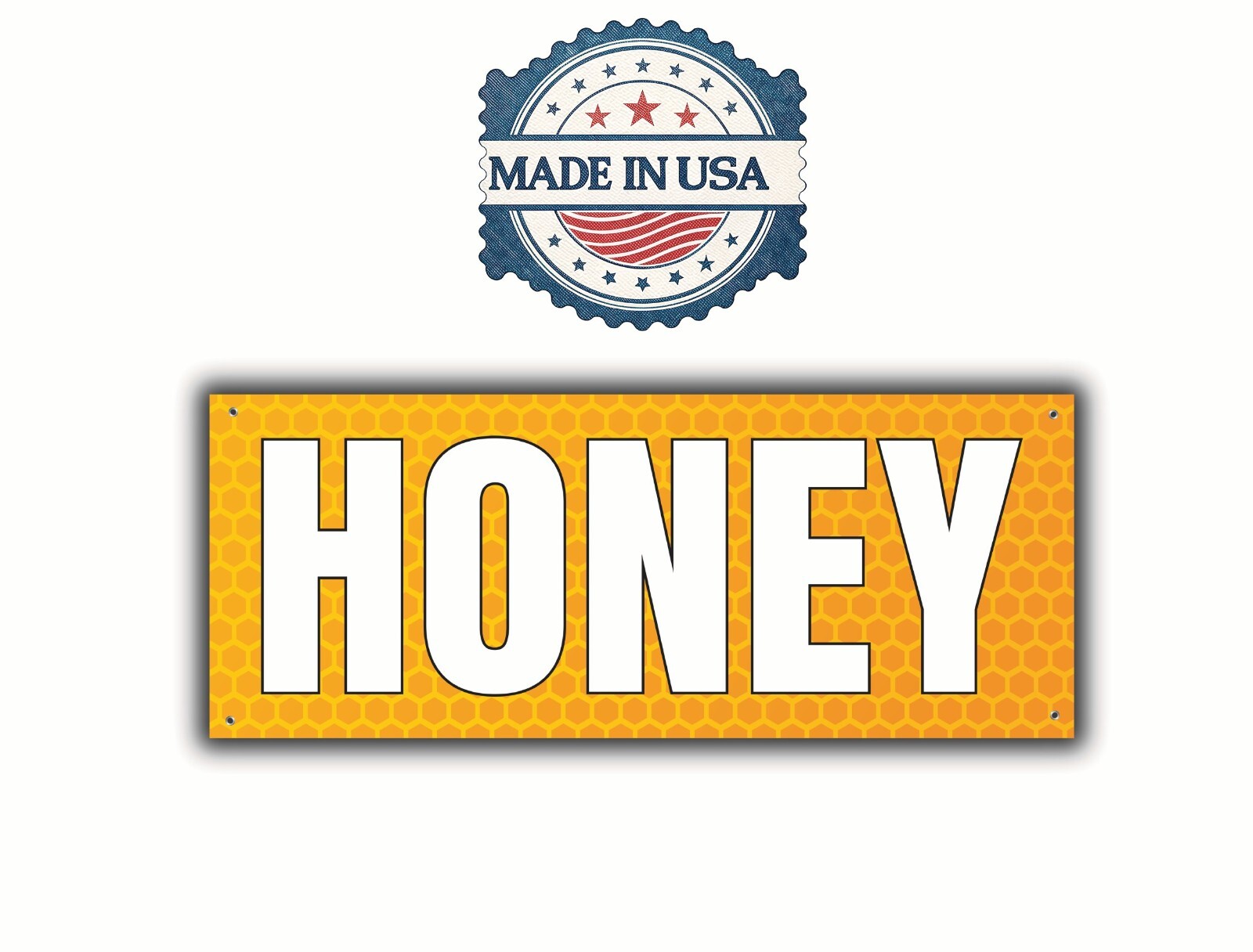Honey Canvas Banner Large Honey Sign 48×20 Inches with Corner Grommets Durable