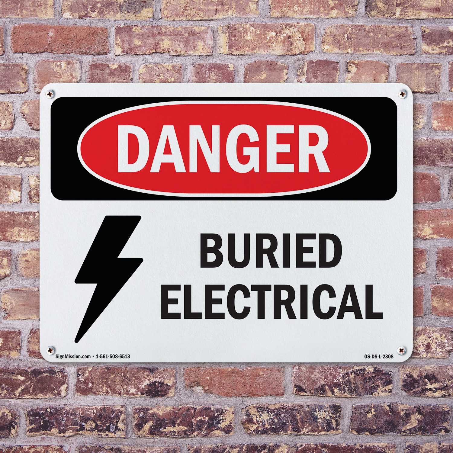 Buried Electrical OSHA Danger Sign Metal, Plastic, Or Decal – 5 or 10 Pack
