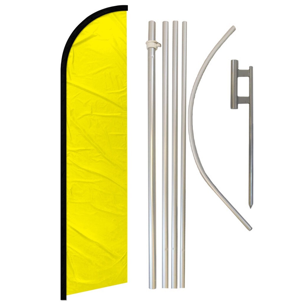 Solid Color Yellow Full Curve Windless Swooper Flag Pole Kit Yellow Flag