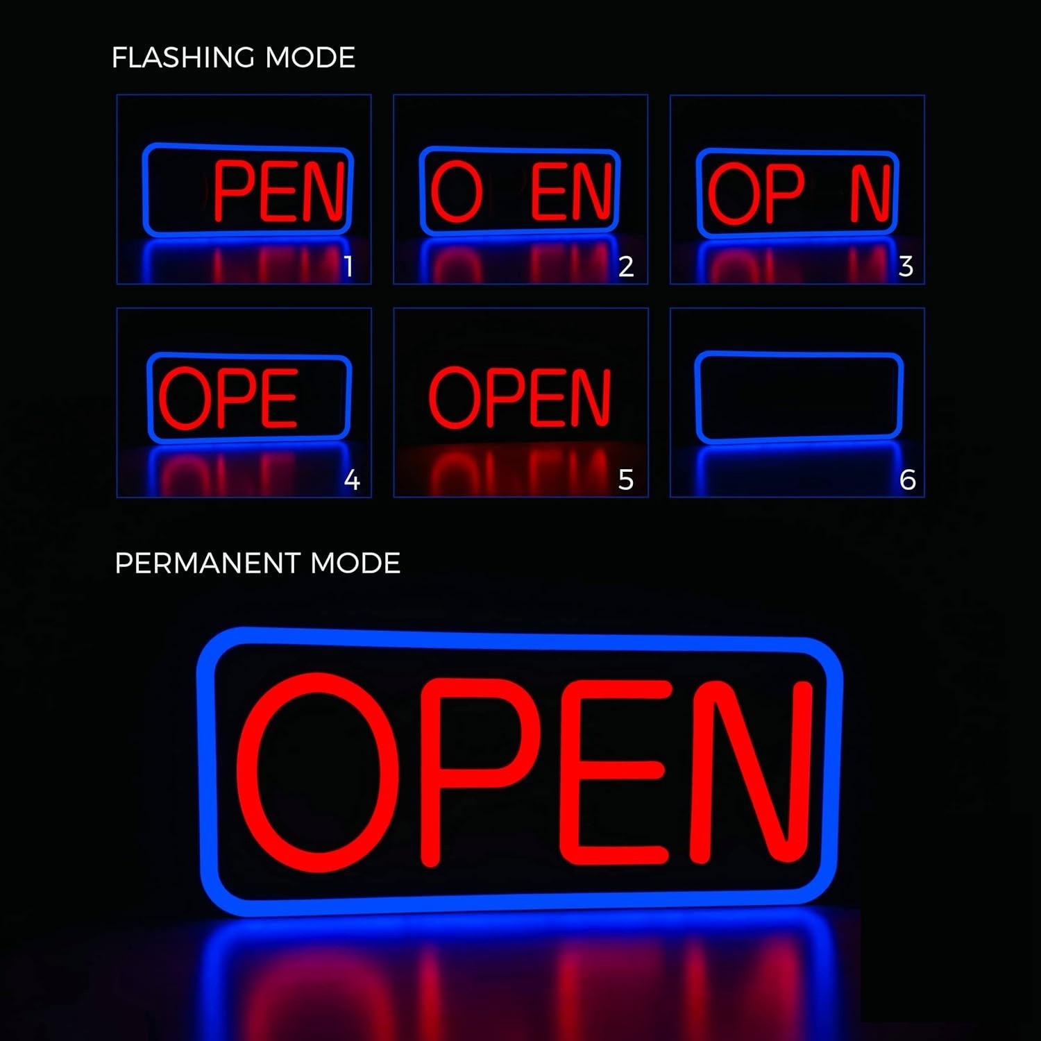 Large LED Open Sign 21&Prime; Neon Light Bright for Restaurant Bar Store Shop Business