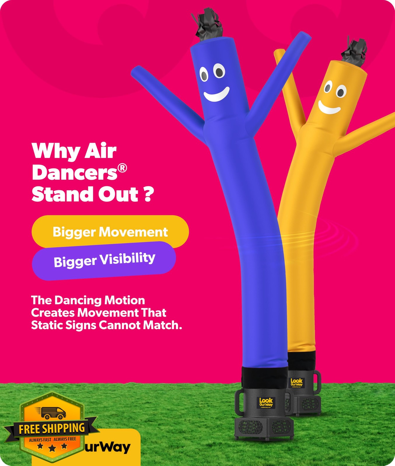 LookOurWay 7ft Blue Air Dancer Tube Man