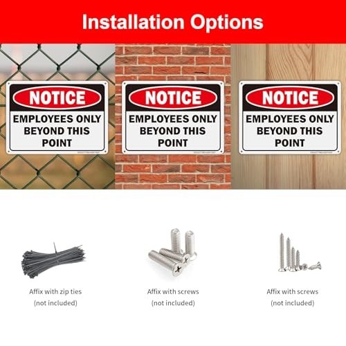 4 Pack Employees Only Signs – 10×7 Aluminum Notice, No Customers Allowed, Easy M