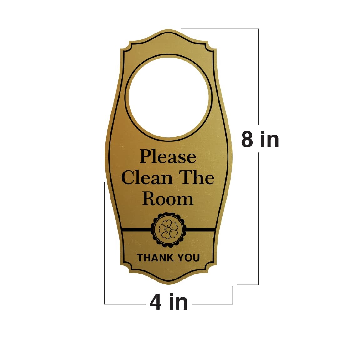 Please Clean The Room Thank You Door Hanger Blue 4×8 Inch Hotel Maid Sign