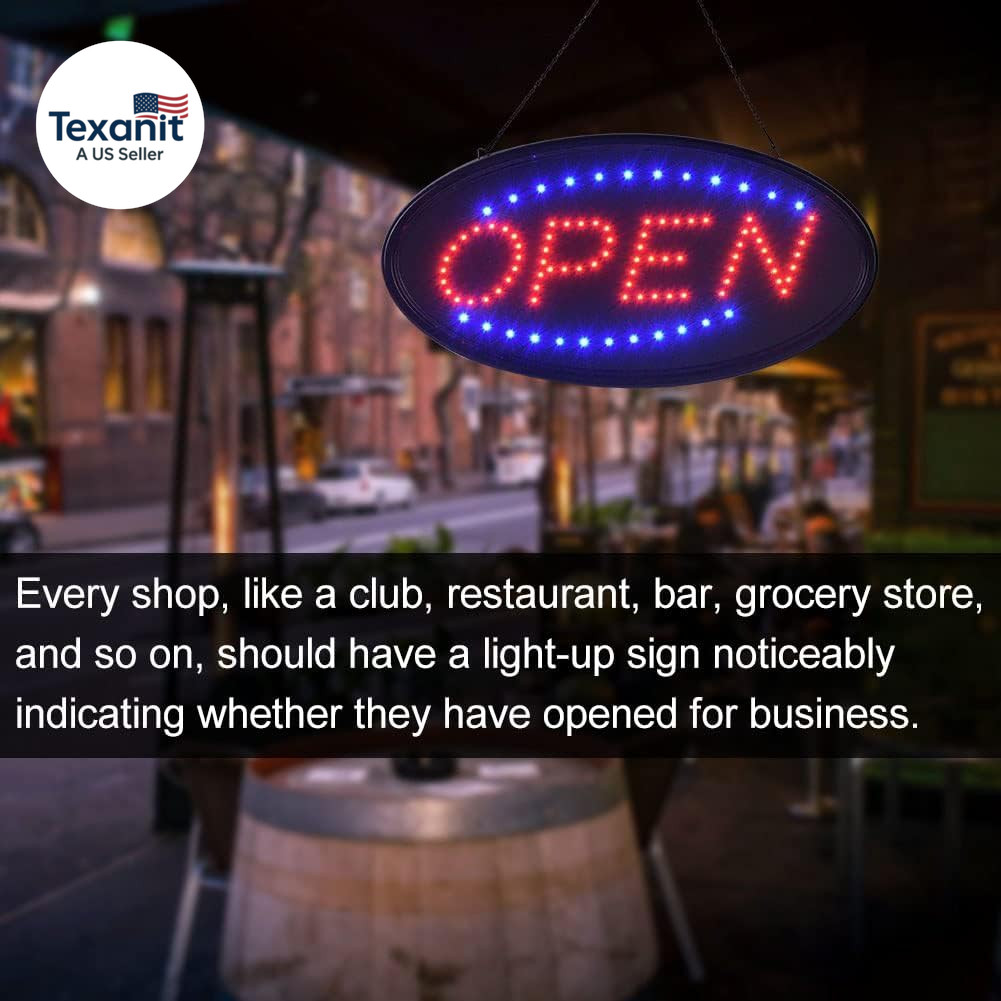 LED Open Sign, 19&Prime;X10&Prime; Bright High Visibility Advertisement Board Electric Displ