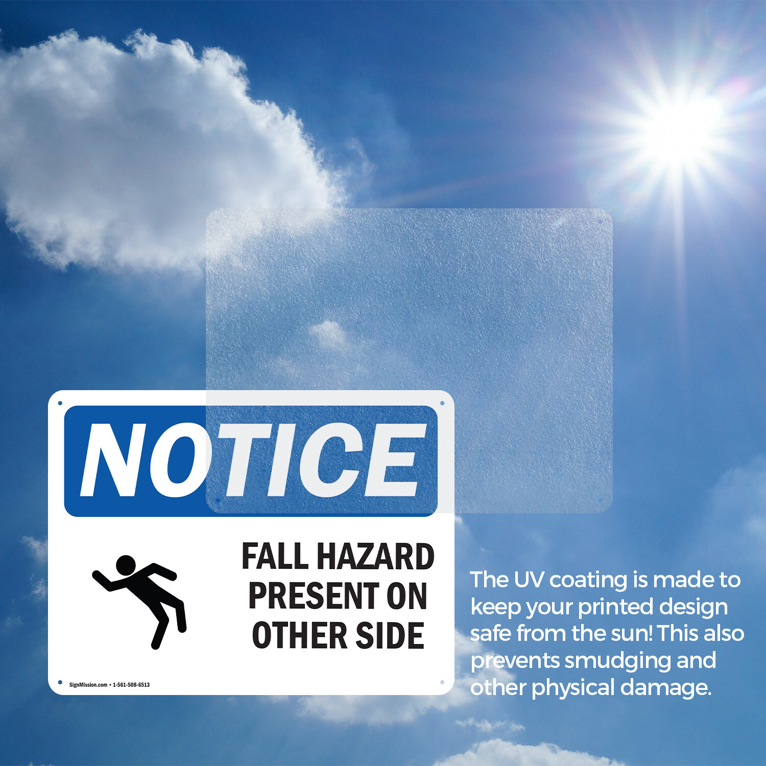 (2 Pack) Fall Hazard Present On Other Side OSHA Notice Sign Decal Metal Plastic