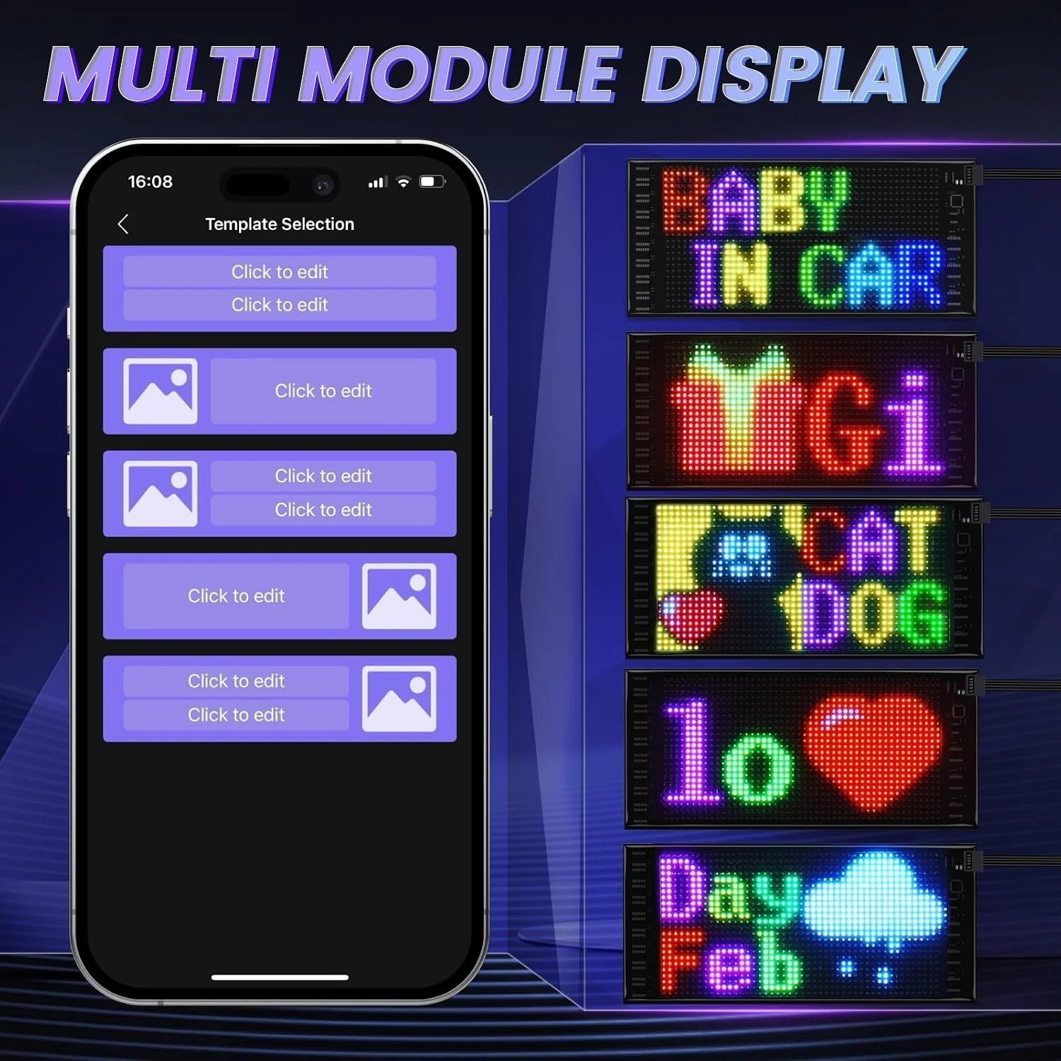 Vibrant Dual Row LED Light Sign for Cars – 10.6 »x4.7 » with APP Control