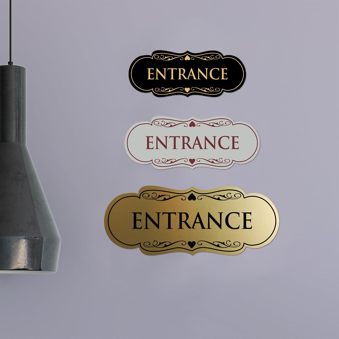 Designer Entrance Sign Black Gold Large 1 Pack Office Wall Door Signage