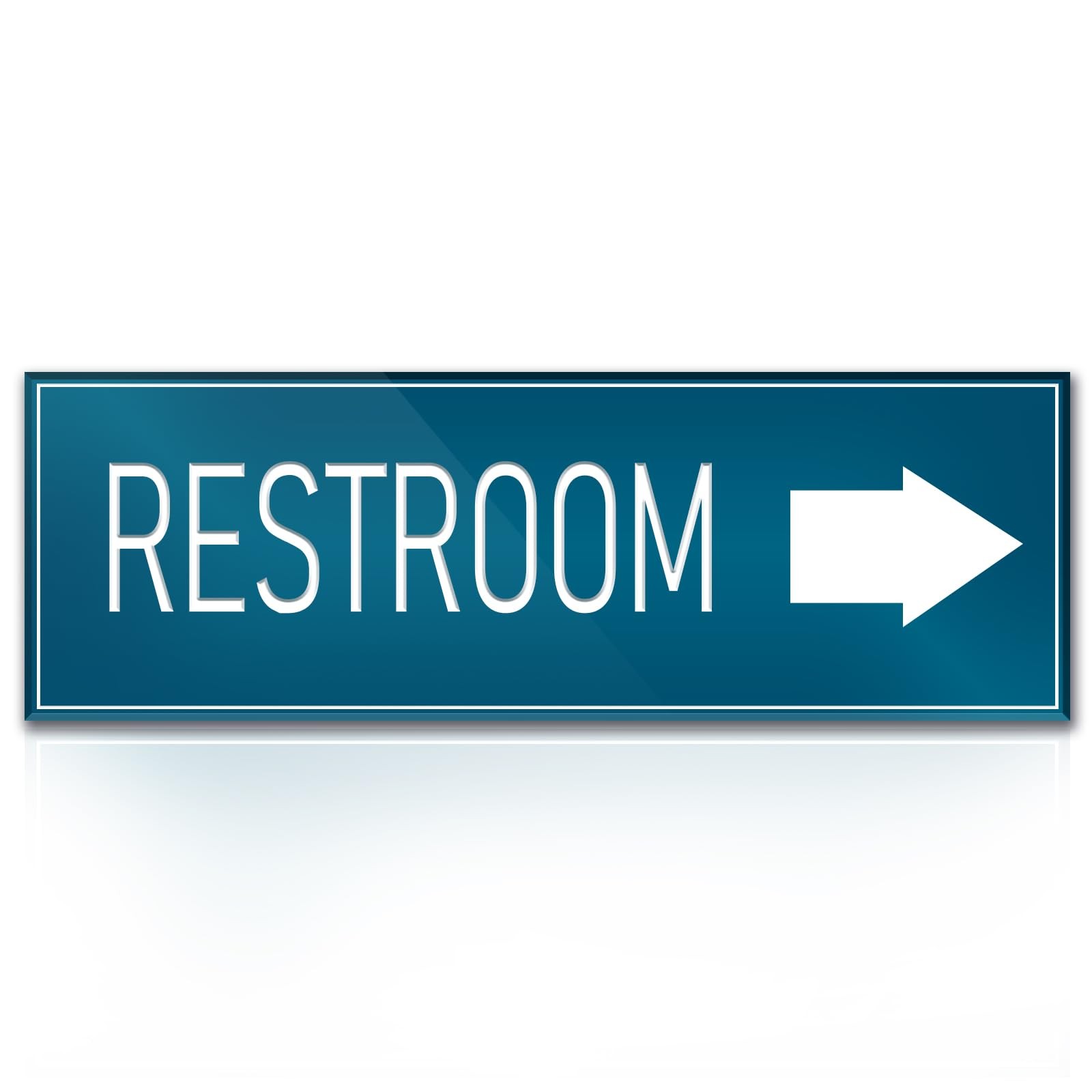 9×3 Inch Restroom Right Arrow Directional Sign SelfAdhesive Blue Signage